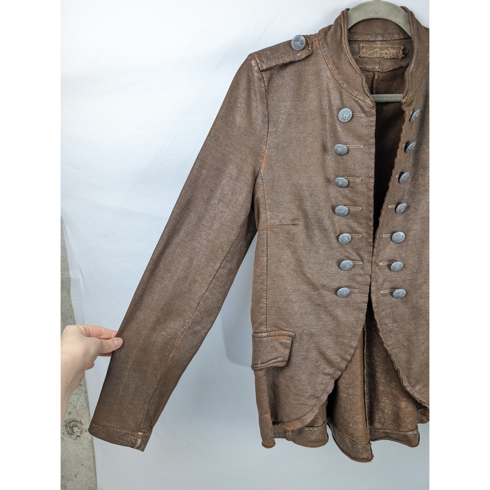 Vintage Y2K Military Marching Band Jacket Size L Brown Stretch Drummer Utility - Picture 3 of 10